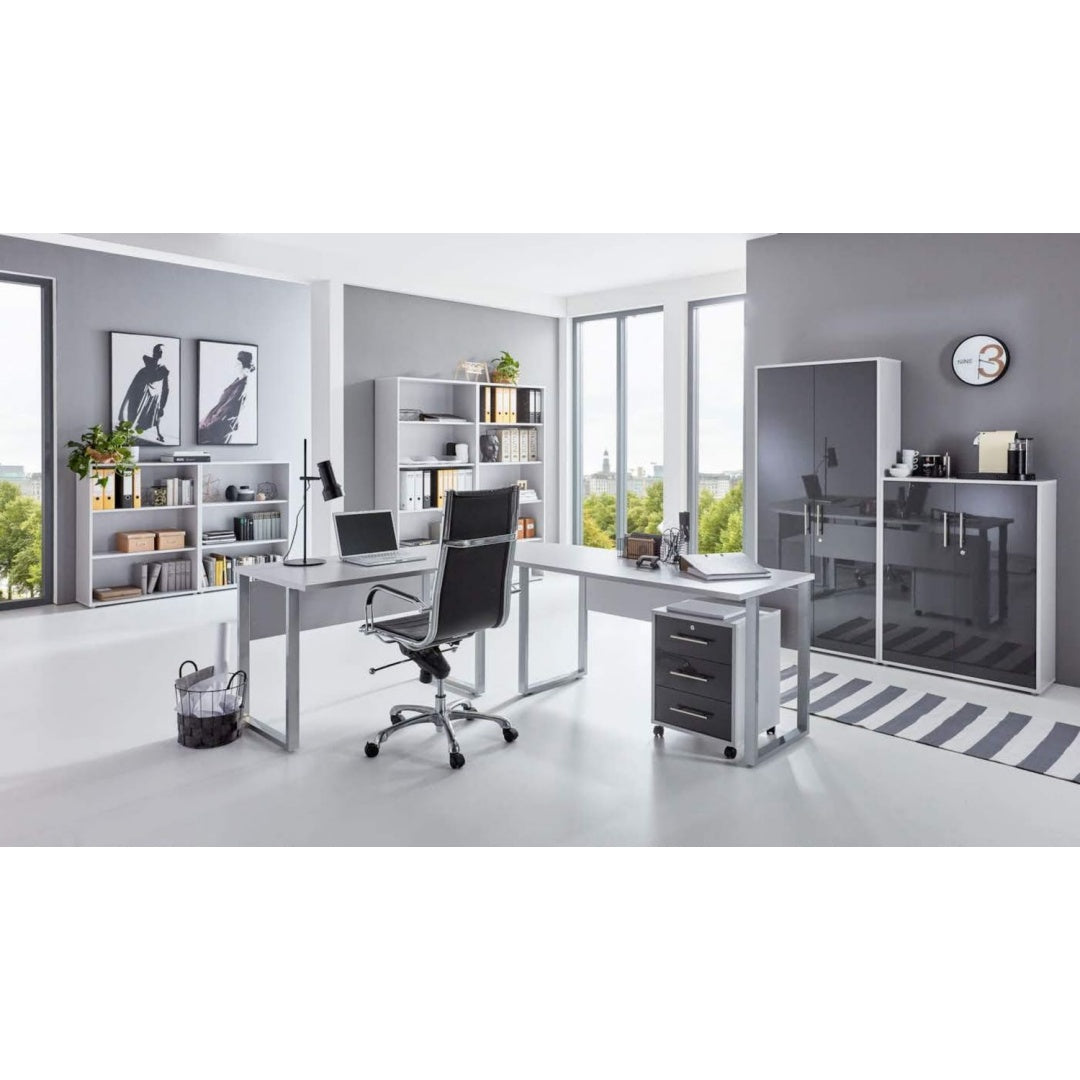 Soluzione funzionale set arredo studio in metallo regolabile grigio