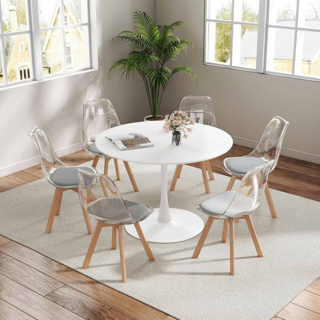 Profilo moderno set sala da pranzo in metallo impermeabile trasparente