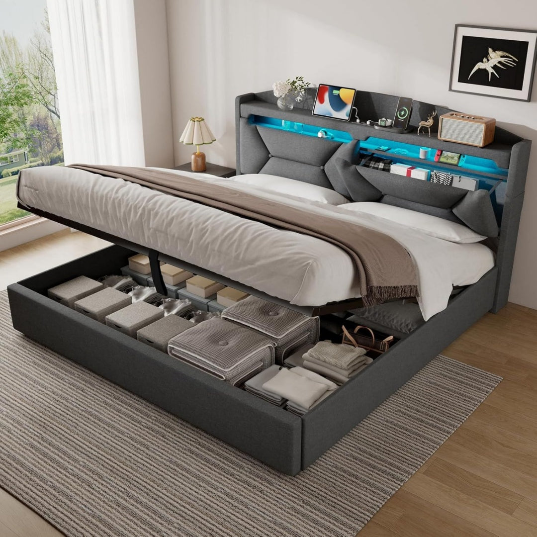 Eleganza pratica strutture letto con contenitore illuminato