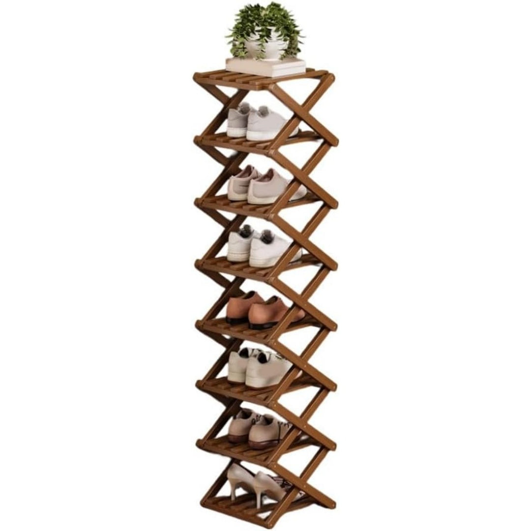 Forma equilibrata scaffali pieghevoli per scarpe in legno pieghevole salvaspazio